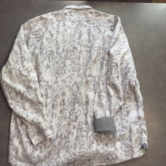 Tommy Bahama Taupe & Grey Leaf Print Long Sleeve Shirt - Size XXL - Picture 12 of 12